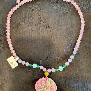 Elegant Pink and Green Beaded Necklace
